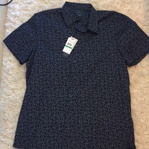 NEW Large Navy Patterned Perry Ellis Short sleeve