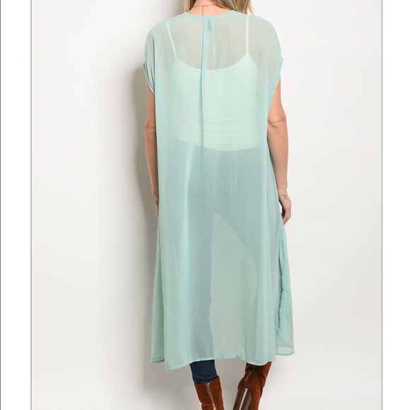 Sheer Mint Kimono Cardigan - Picture 2 of 2
