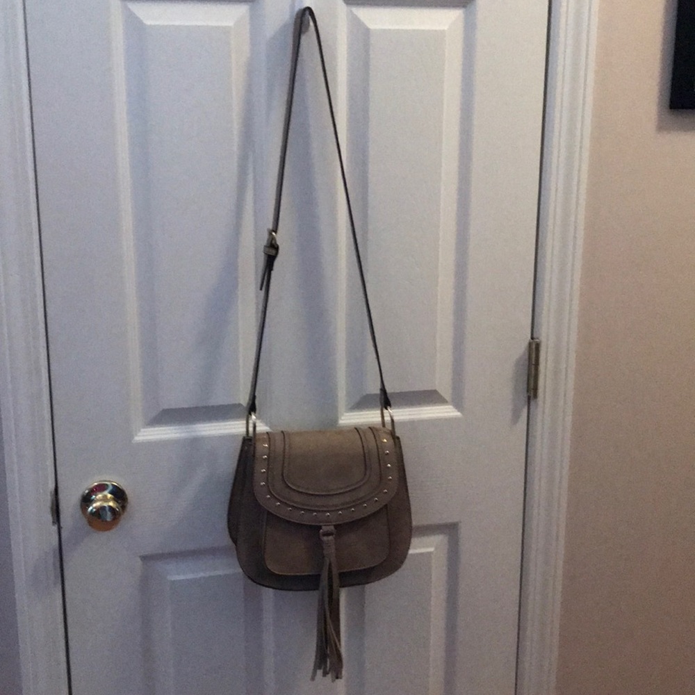 Franco Sarto fringe detail saddle crossbody purse