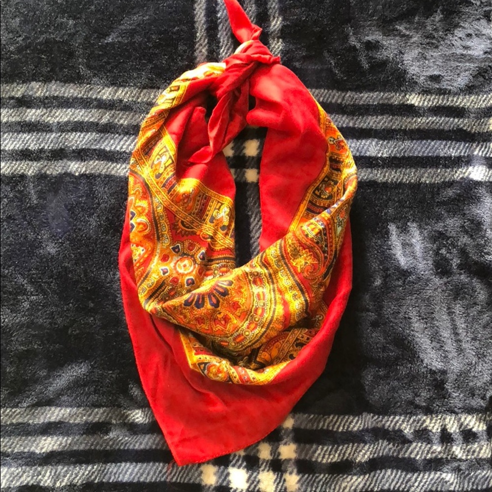 Red and gold square scarf