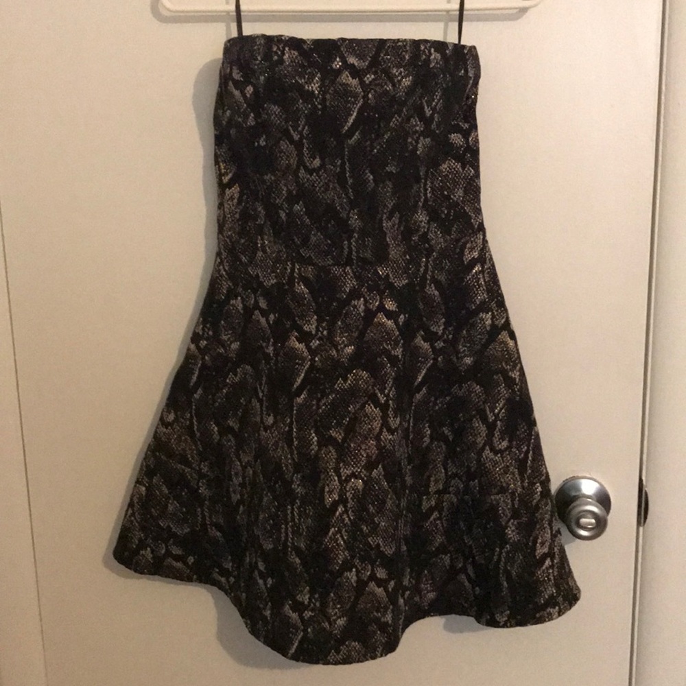 Strapless Snakeskin Print Dress
