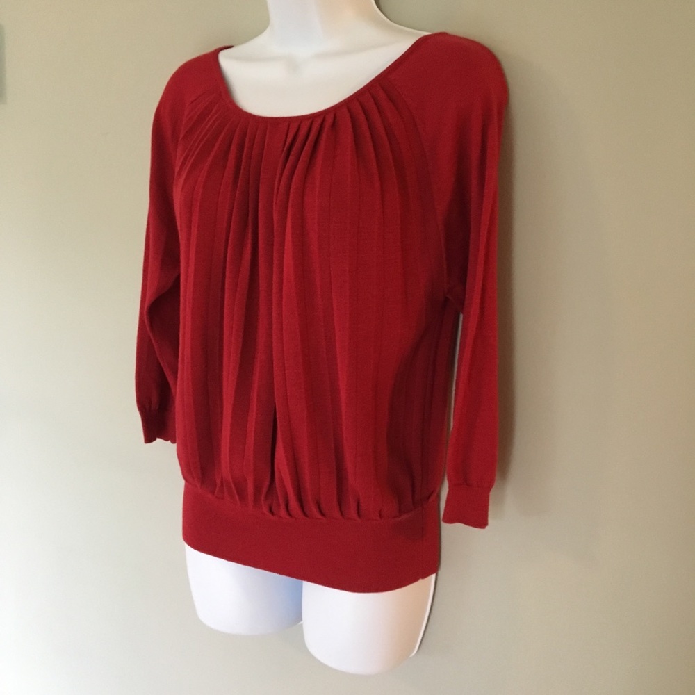 Loft red tie back 3/4 sleeve sweater.
