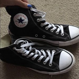 white and black high top converse size men 7