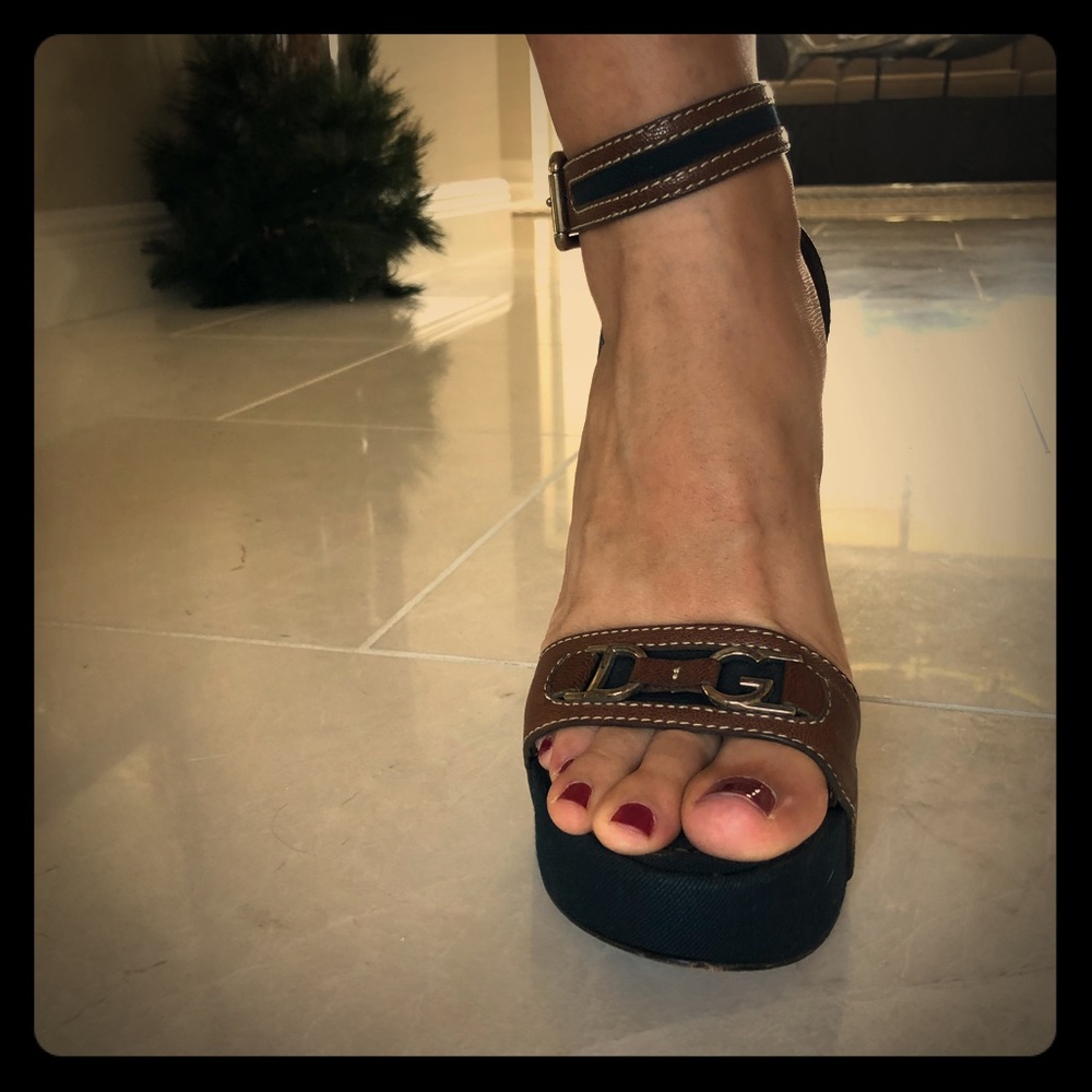 Authentic Dolce & Gabbana Wedge Ankle Wrap Heels