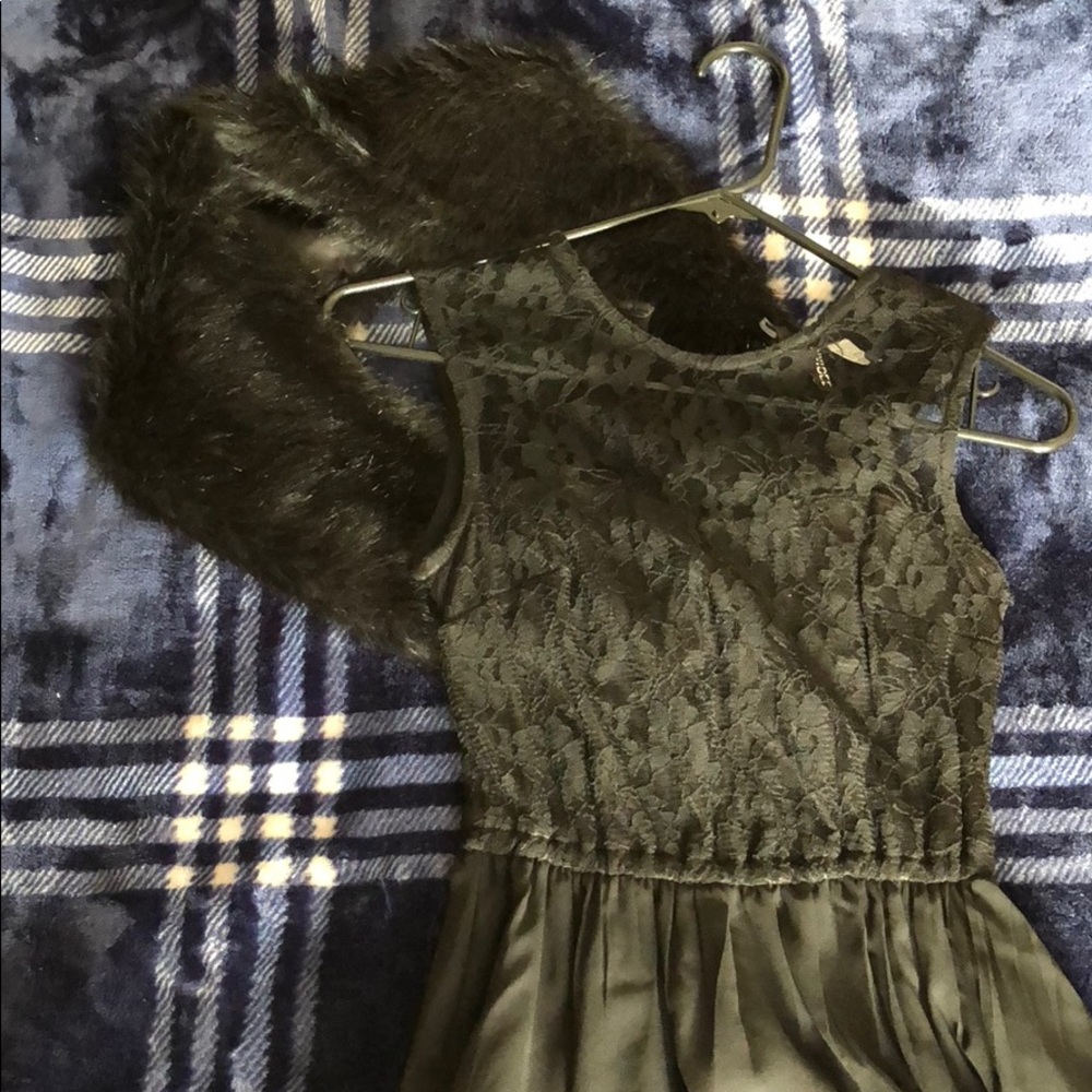 Lace illusion neckline dress