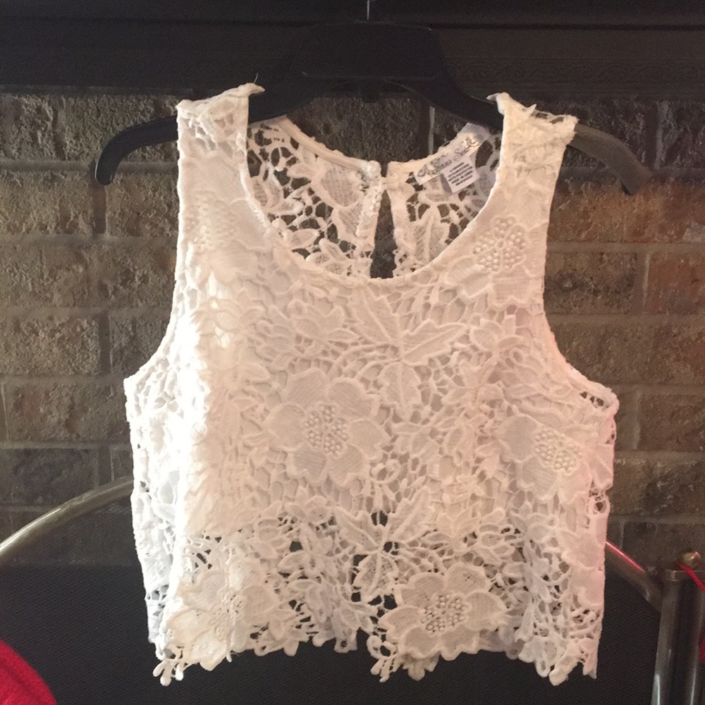 White lace crop top