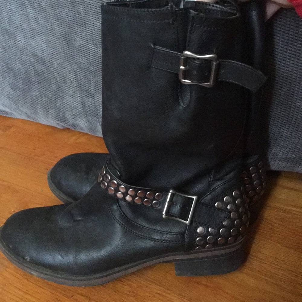 Black studded biker boots
