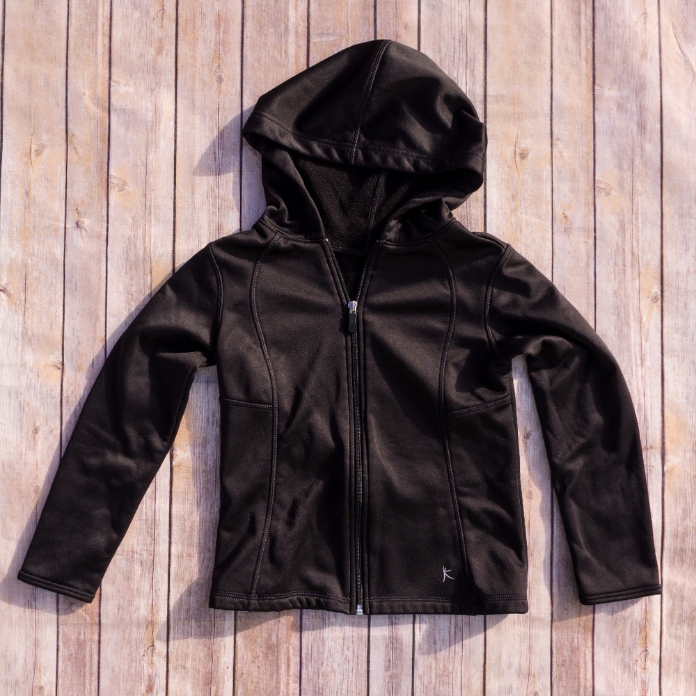 Girls Black Athletic Hoodie Jacket