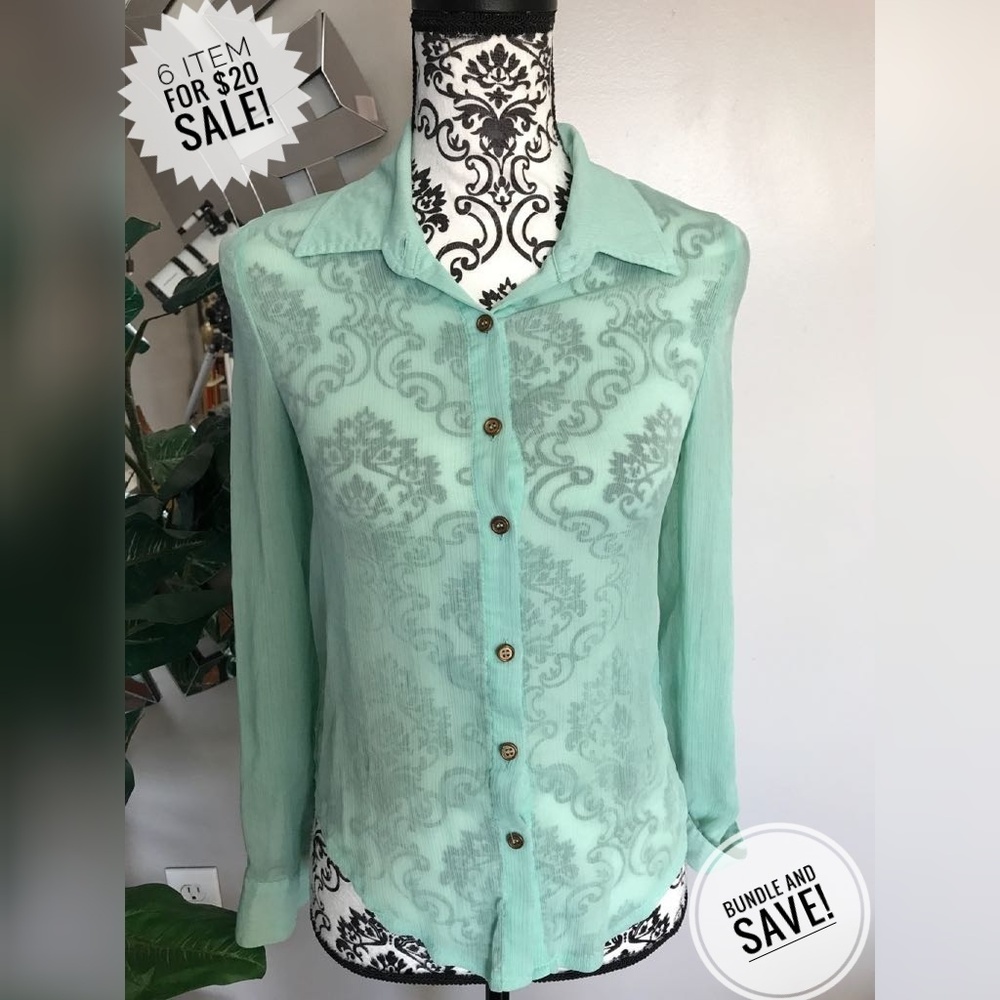 Sheer button down shirt