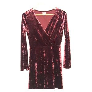 Crushed red velvet cocktail dress