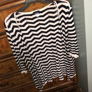 Navy and White Chevron Cardigan