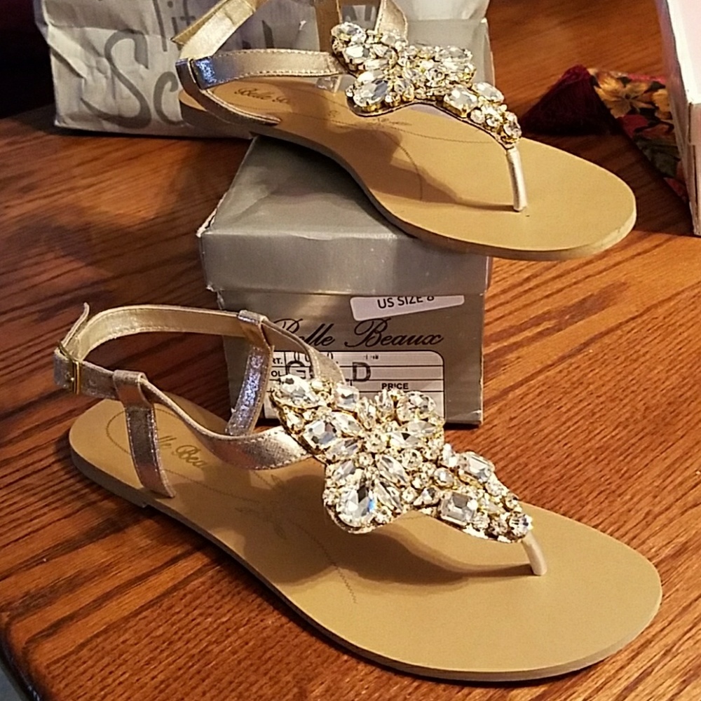 Sparkly gold flats
