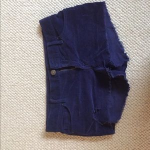 BDG navy blue velvet jean shortie size 27