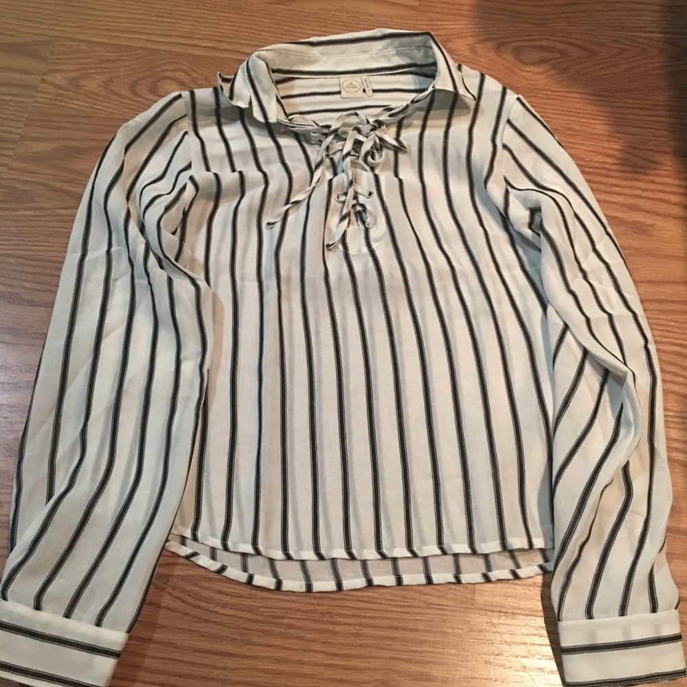 White shirt with black stripes, never worn