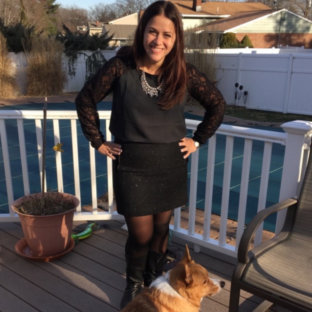 Holiday Black Sparkly Mini Skirt in Medium Petite