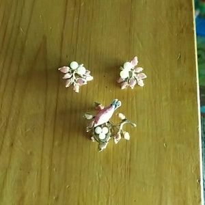 Brooch and clip ear ring set