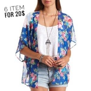 Royal blue floral kimono