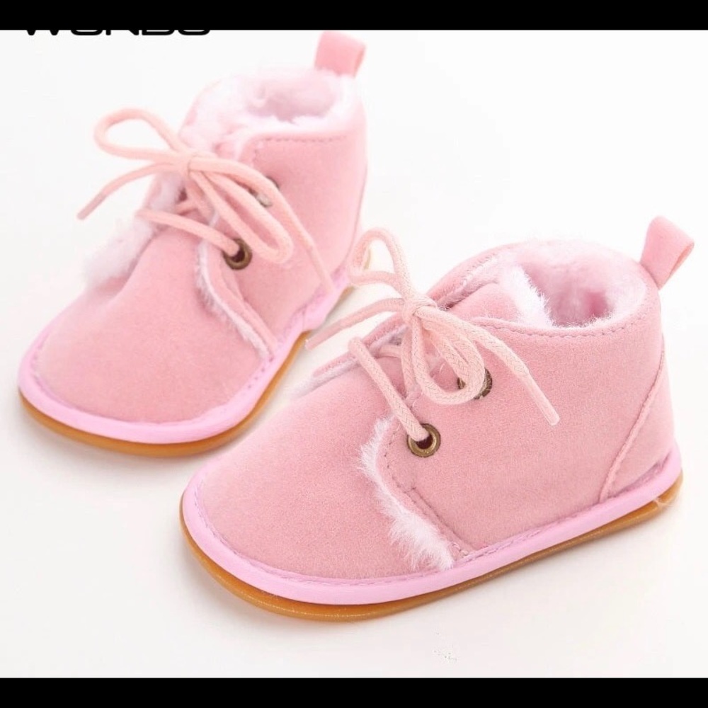 Baby Girl Pink Shoes with Fur inside