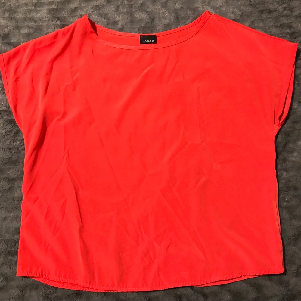 ✨Coral Crop top blouse