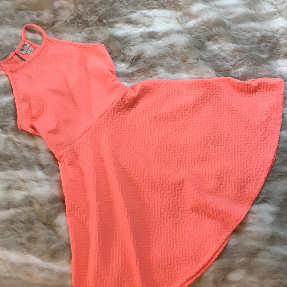 Neon Coral Skater Dress