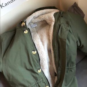 American Apparel green Sherpa parka