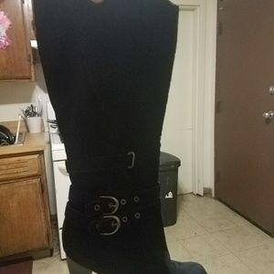 woman's suede knee high boots