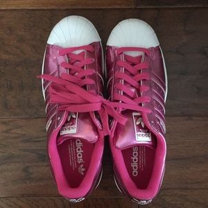 Adidas metallic hot pink sneakers