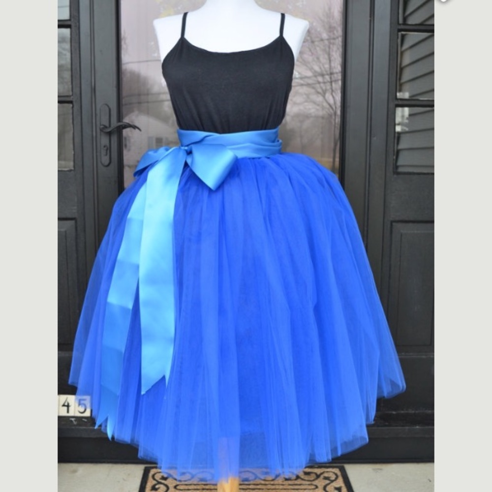 Cobalt Royal blue tulle skirt puffy midi