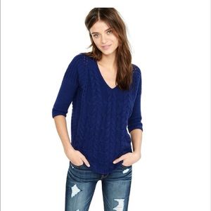 Blue cable knit tunic sweater