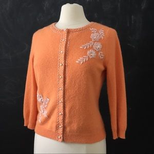 BANANA REPUBLIC Orange Angora Beaded Cardigan! 🍊