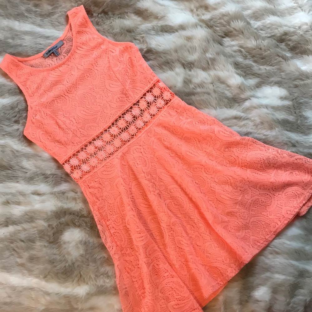 Neon Coral Lace Dress