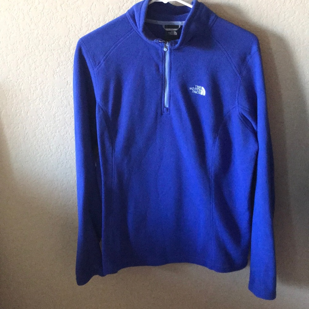 Cobalt blue quarter-zip, fleece North Face jacket