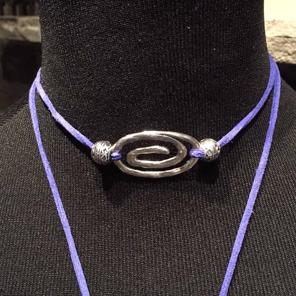 HOST PICK  NEW Blue Suede Wrap Choker Necklace