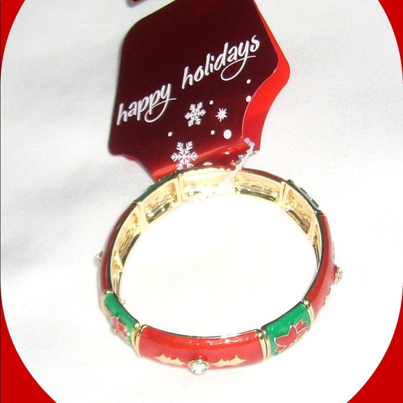 🎄Poinsettia Bracelet Stretch Bangle - Picture 2 of 3