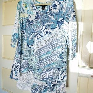 Fitted Blue/White Lace Tunic