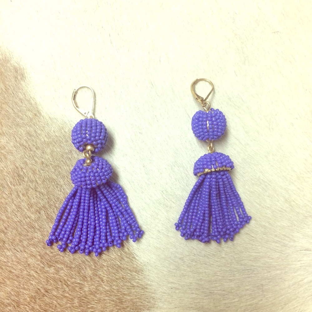 J Crew Beaded Tassel Earrings (purple)