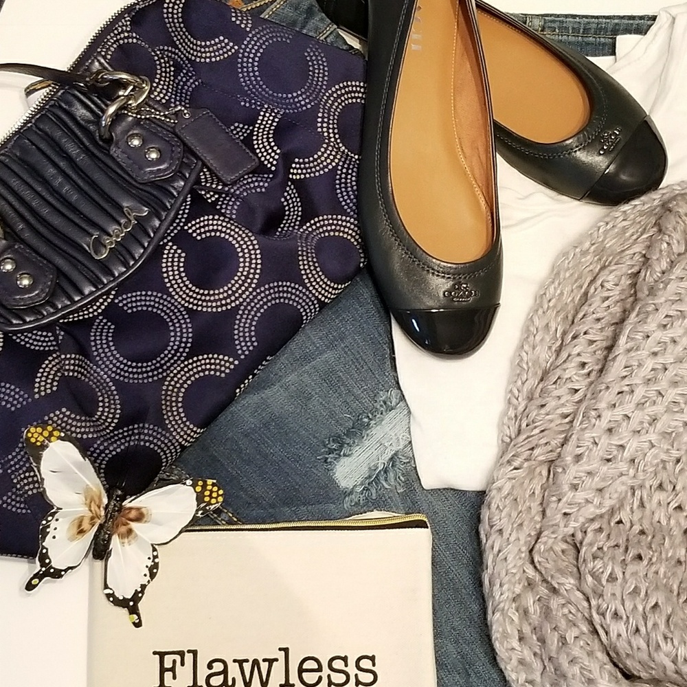 Coach Navey Blue Flats