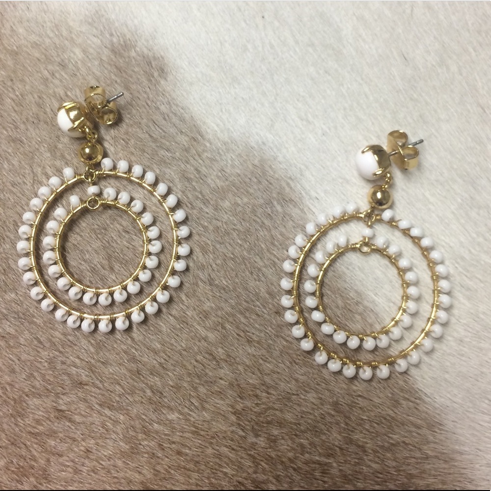 J Crew Beaded Circle Statement Earrings