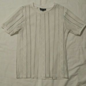 Topshop perforated white and black top