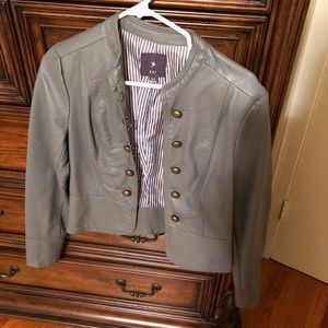 Gray leather jacket blazer