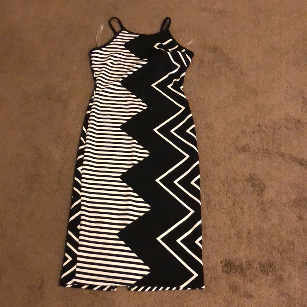 Black and white stripe midi dress