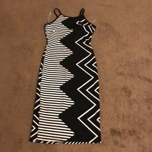 Black and white stripe midi dress