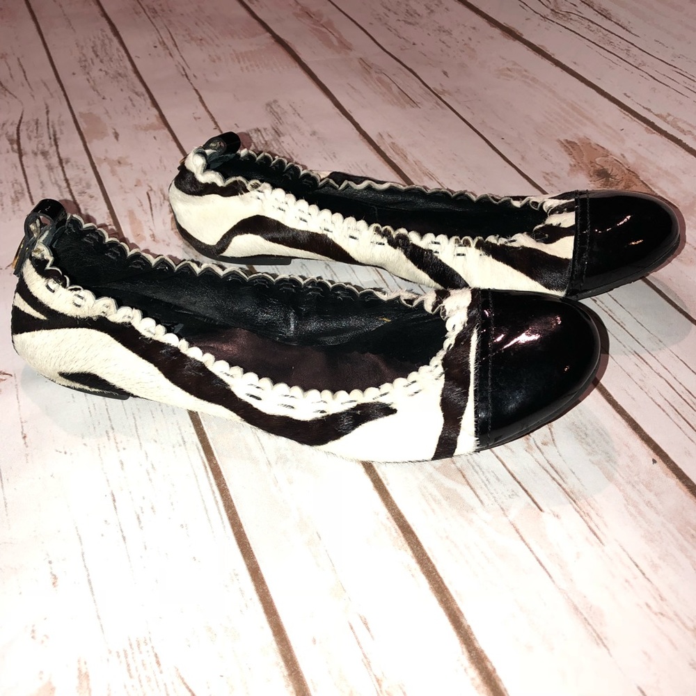 Tory Burch Brown and White Pony hair flats - Picture 1 of 5