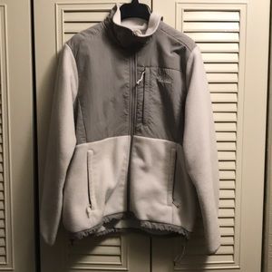 North Face White and Gray Denali Zip Up Jacket