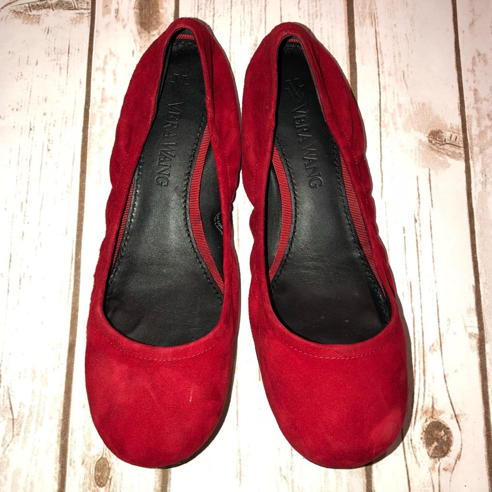 Vera Wang Red Suede Ballerina Flat