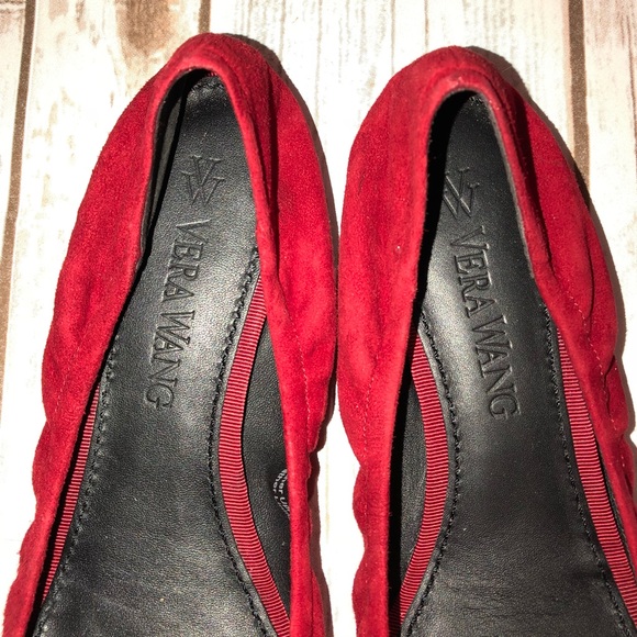 Vera Wang Red Suede Ballerina Flat - Picture 2 of 5