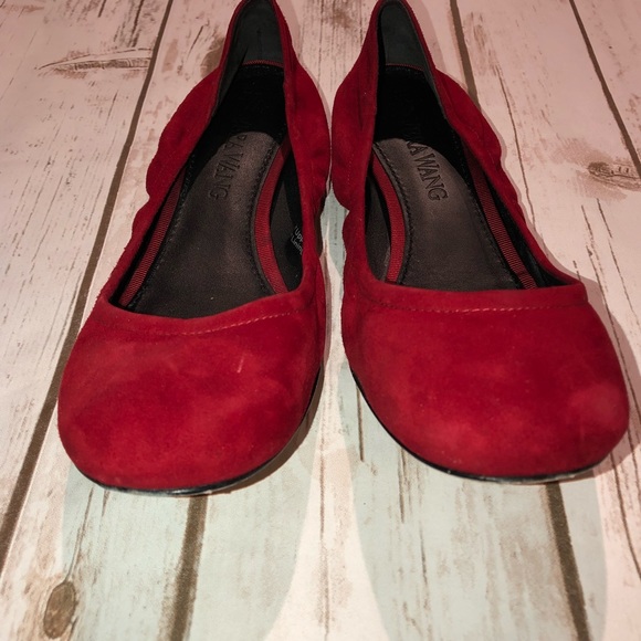 Vera Wang Red Suede Ballerina Flat - Picture 3 of 5