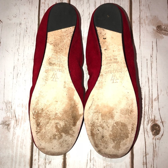 Vera Wang Red Suede Ballerina Flat - Picture 5 of 5
