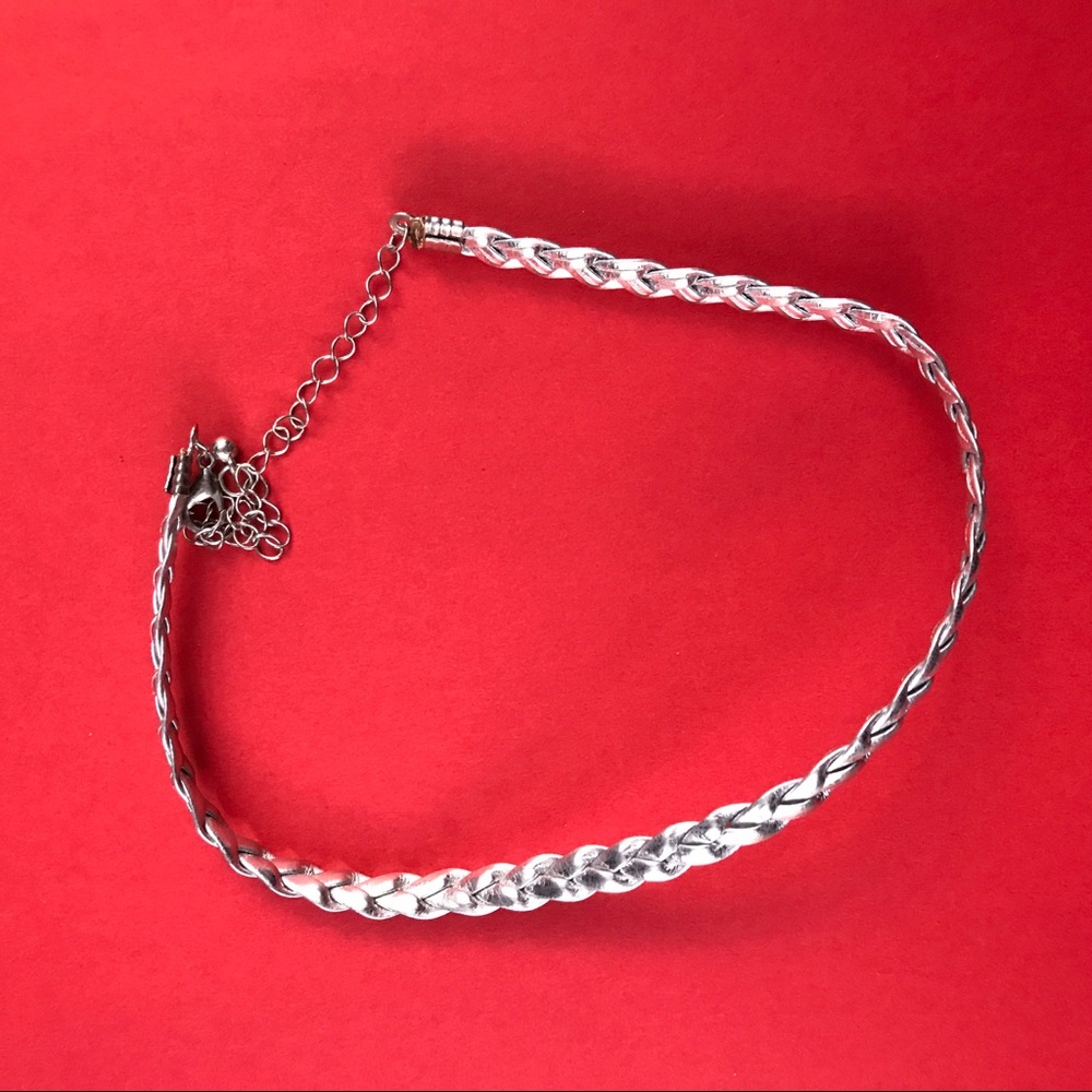 Silver braided choker