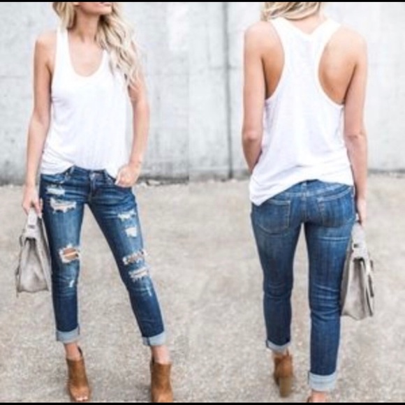 Low Rise Distressed Jeans - Picture 2 of 2